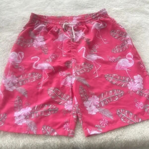 J. Ver Men’s Pink Flamingo Swim Trunks Shorts Tropical Floral XL Elastic Waist